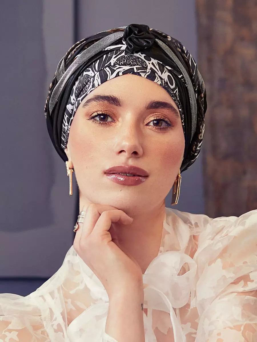 Scarlett Turban Set | FLoral Woods & Shiny Mix